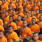 Monks meditating